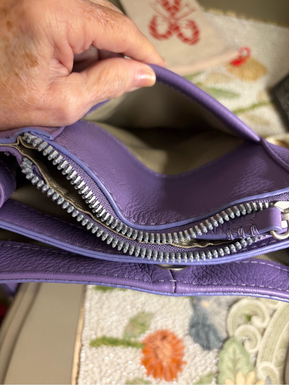 American Leather Co. Purple Leather Crossbody Bag - Picture 8 of 8